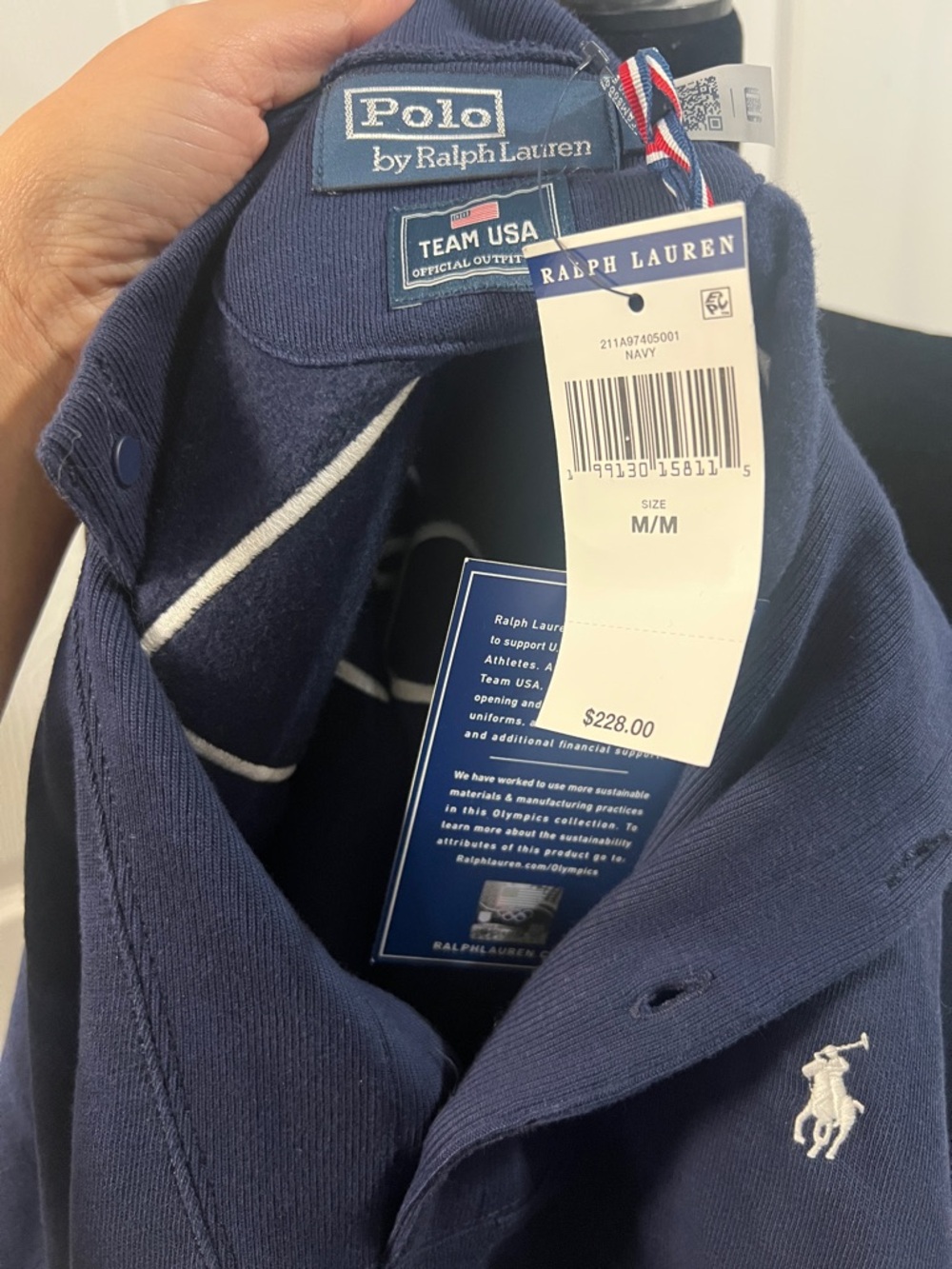 New Polo Ralph Lauren Team USA Fleece Button Mockneck - Picture 9 of 10